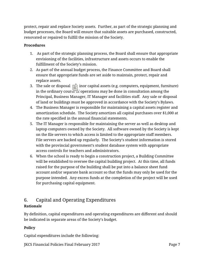 JKCS Finance Policies Final Feb 2017